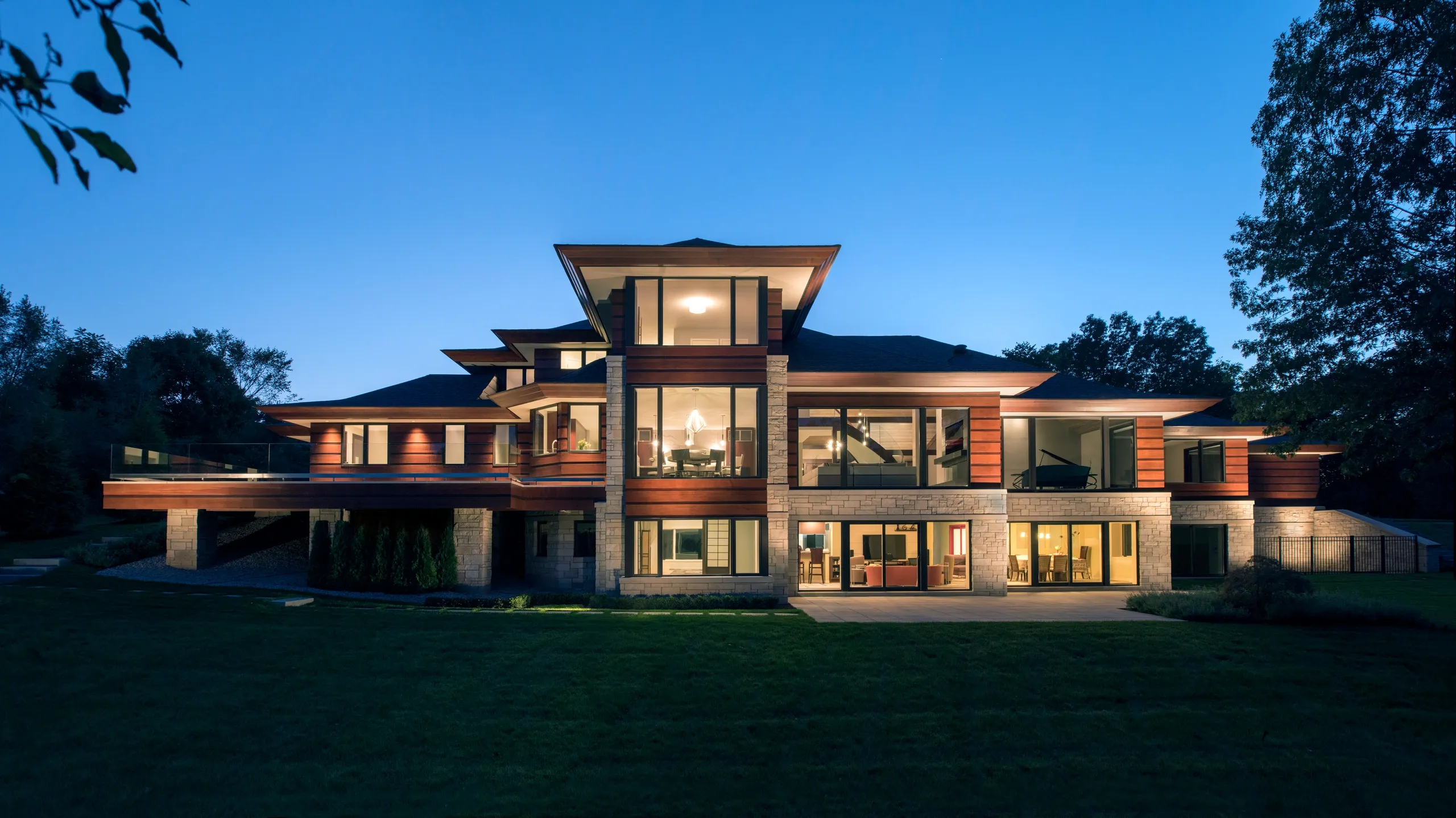 Modern luxury home with floor-to-ceiling windows
